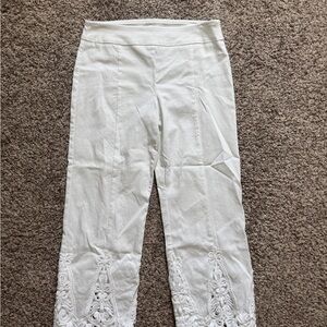 Vintage Attyre New York White Pants | Lace Hem | Size 6